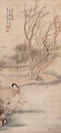 顾洛 丙申（1836年）作 浣溪艳迹图 轴